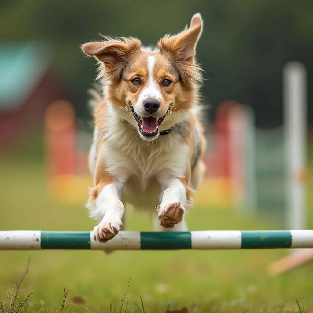 Perro realizando ejercicio de agility