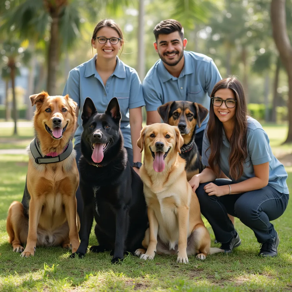 Equipo de adiestradores caninos en Panamá