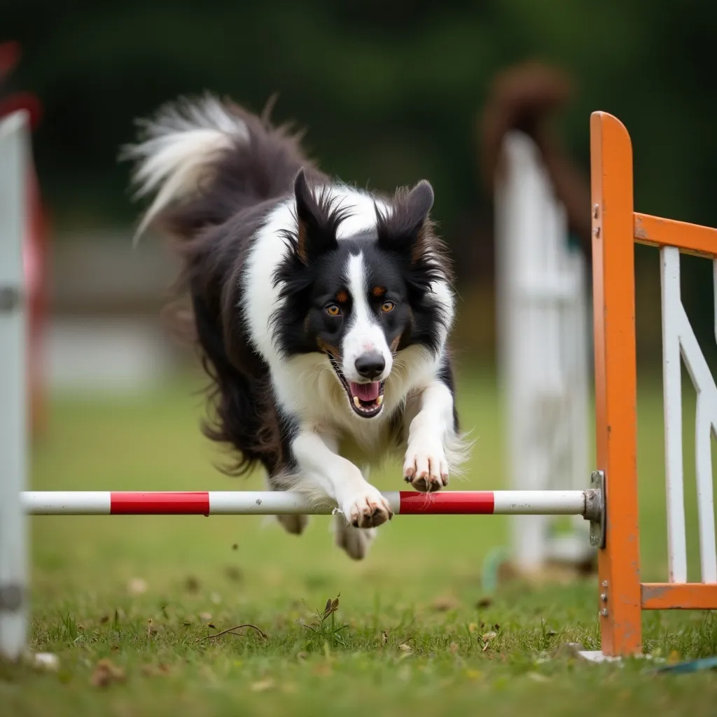 Perro divirtiéndose en un taller de agility